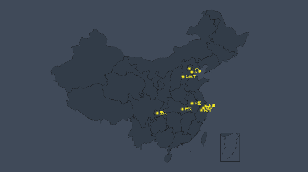 echarts全国销售城市标注地图特效