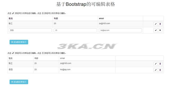 Bootstrap可编辑表格的网页特效