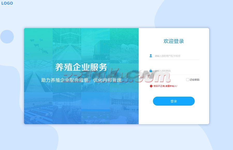 企业内部系统登录表单页面模板