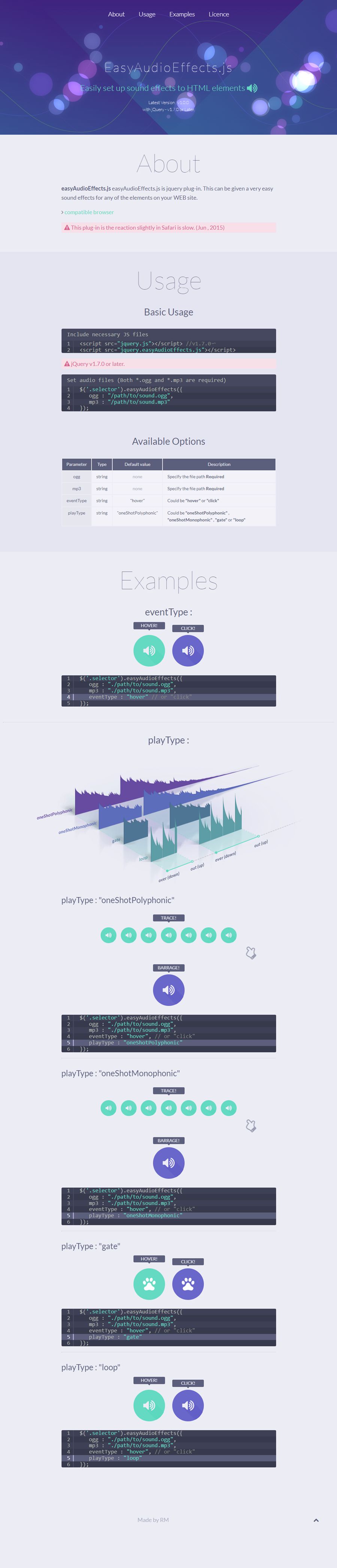 jQuery HTML元素音频特效插件EasyAudioEffects.js