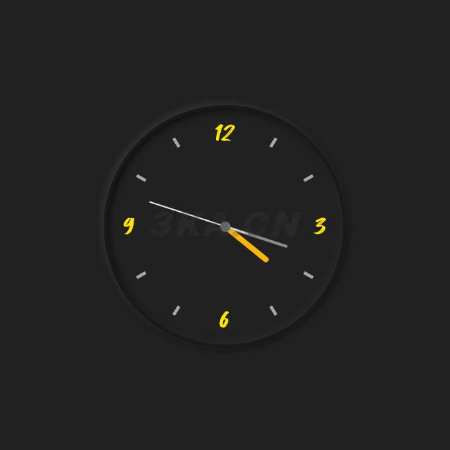 JS+CSS3黑色创意时钟代码