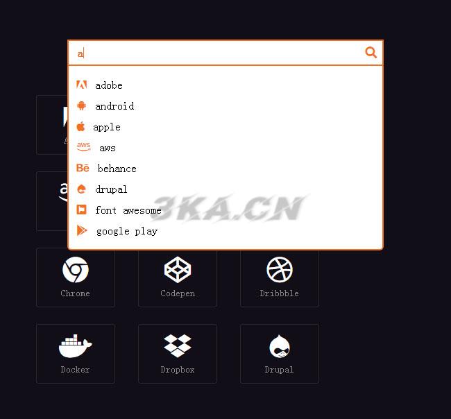 HTML5图标分类下拉搜索框代码