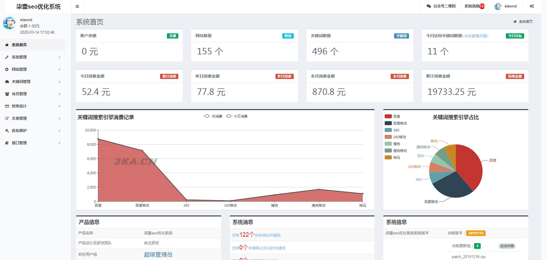 SEO按天扣费系统源码/SEO计费系统/关键词计费扣费系统/关键词排名查询系统