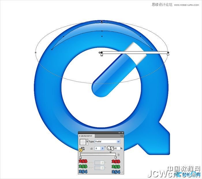 Illustrator制作蓝色苹果QuickTime标志,PS教程,汇云资源网