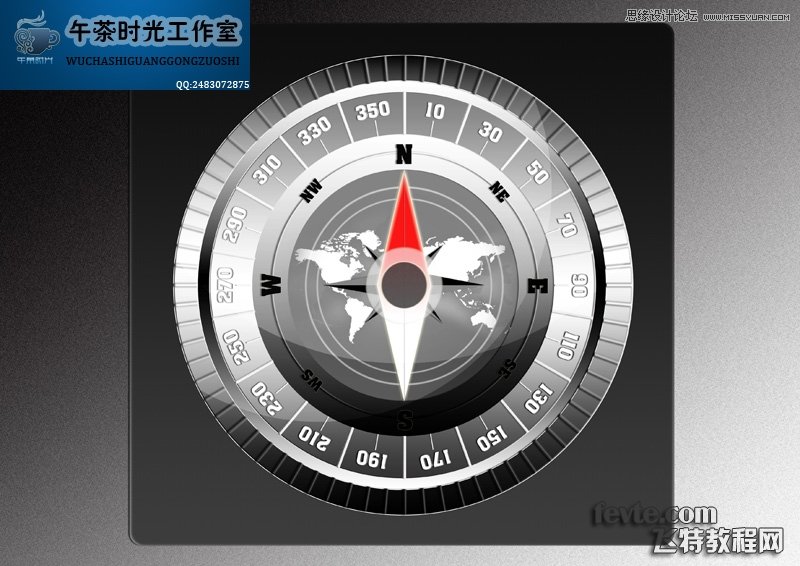 Photoshop绘制金属质感的指南针,PS教程,汇云资源网