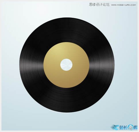 Photoshop制作逼真复古效果的黑胶唱片,PS教程,汇云资源网